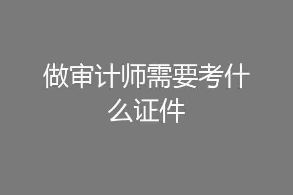 做审计师需要考什么证件