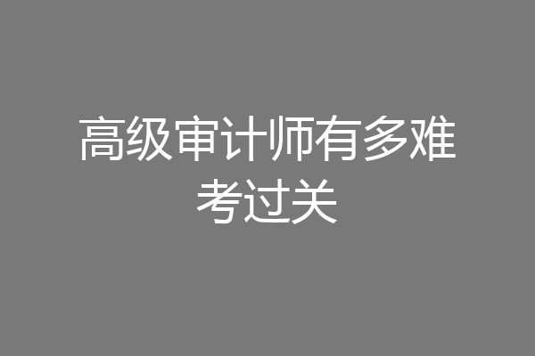 高级审计师有多难考过关
