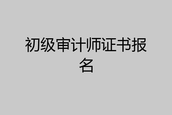 初级审计师证书报名