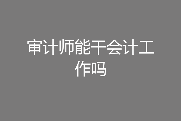 审计师能干会计工作吗