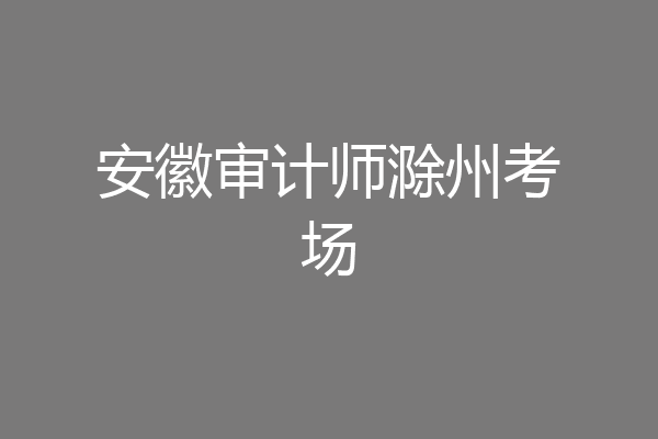 安徽审计师滁州考场