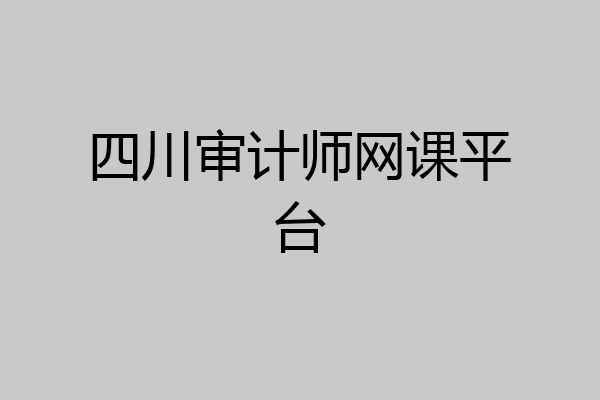 四川审计师网课平台