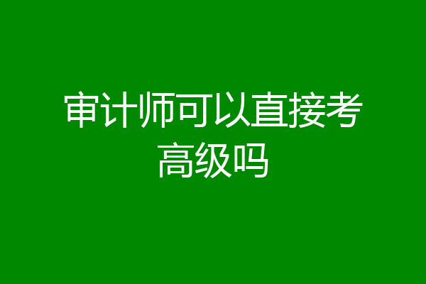 审计师可以直接考高级吗