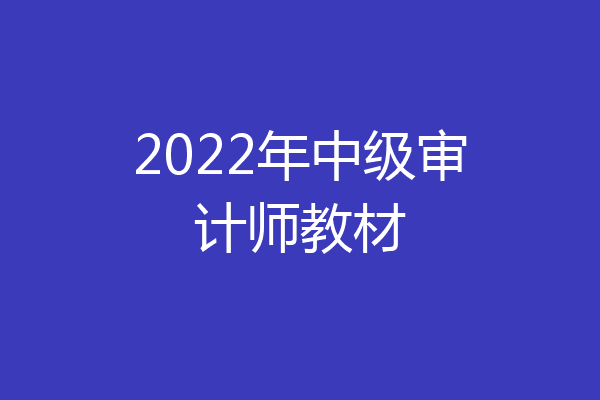 2022年中级审计师教材