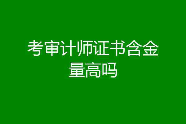 考审计师证书含金量高吗