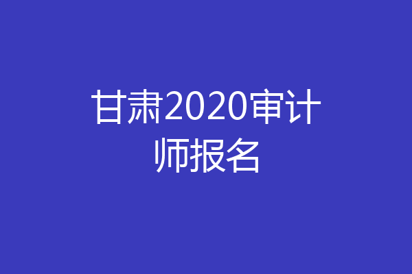 甘肃2020审计师报名