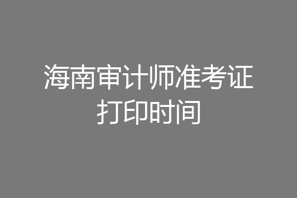 海南审计师准考证打印时间