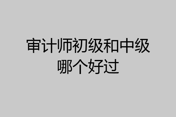 审计师初级和中级哪个好过