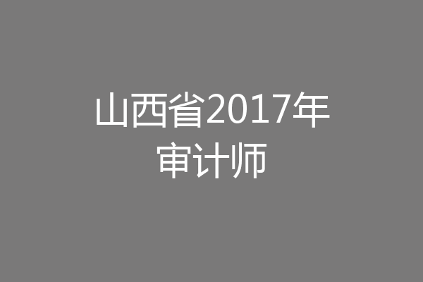 山西省2017年审计师