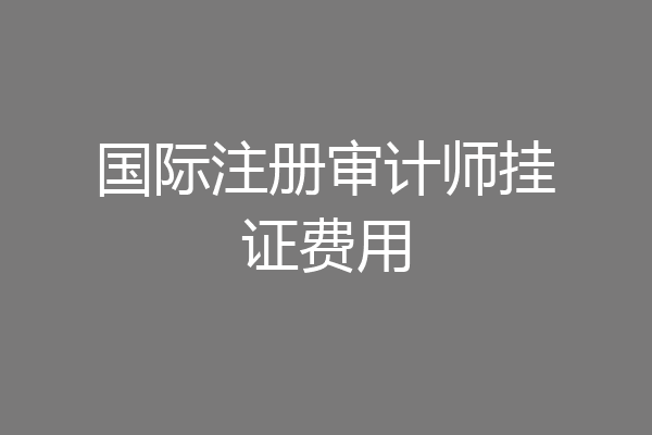 国际注册审计师挂证费用