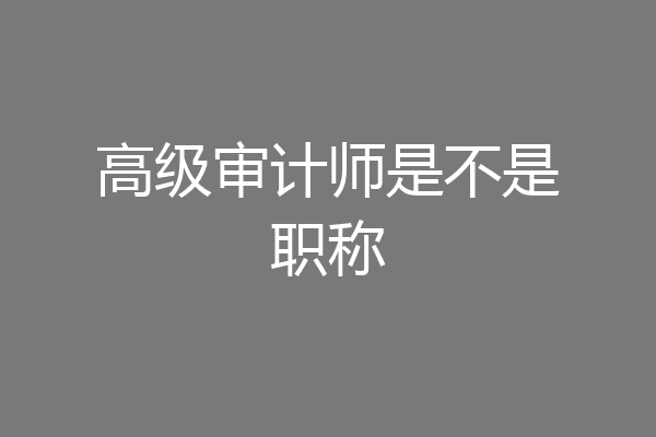 高级审计师是不是职称