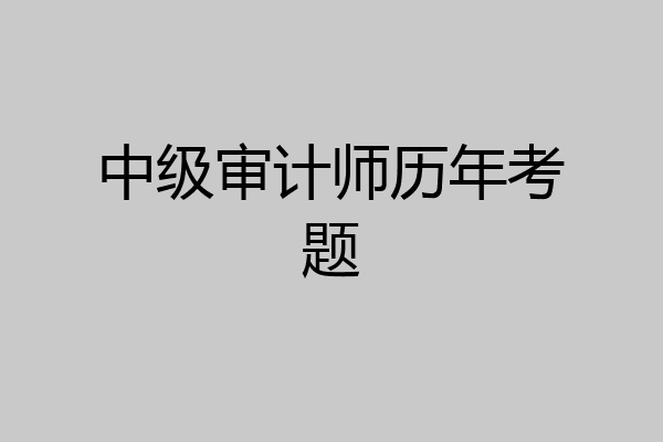 中级审计师历年考题