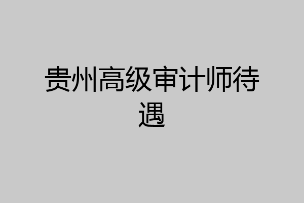 贵州高级审计师待遇