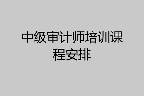 中级审计师培训课程安排