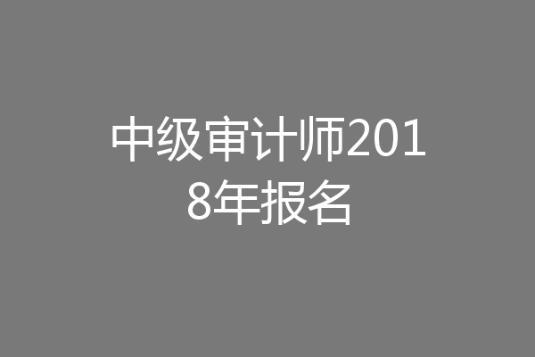中级审计师2018年报名