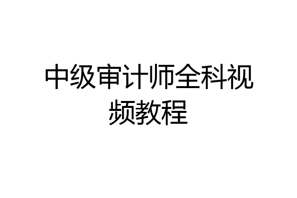 中级审计师全科视频教程