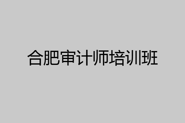 合肥审计师培训班