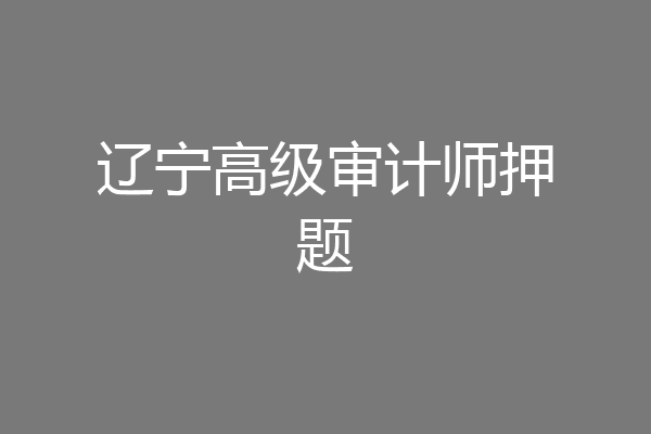 辽宁高级审计师押题
