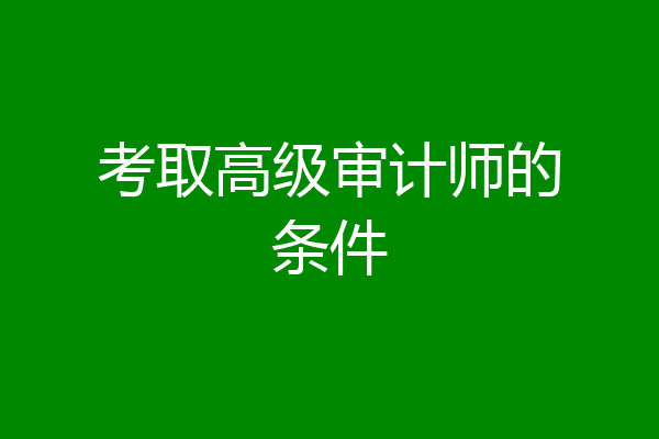 考取高级审计师的条件