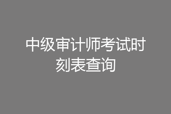 中级审计师考试时刻表查询