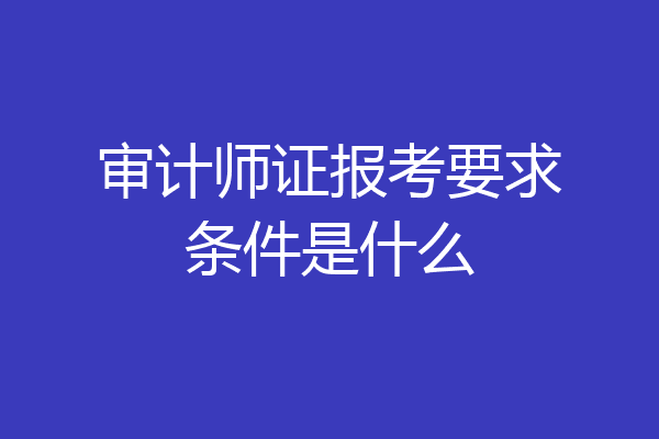 审计师证报考要求条件是什么