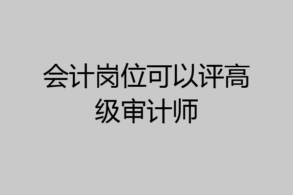 会计岗位可以评高级审计师