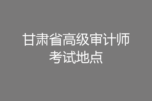 甘肃省高级审计师考试地点