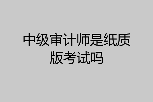 中级审计师是纸质版考试吗