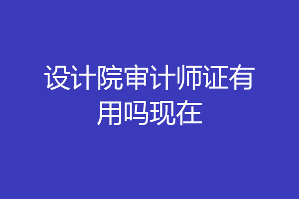 设计院审计师证有用吗现在