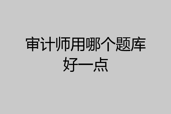 审计师用哪个题库好一点