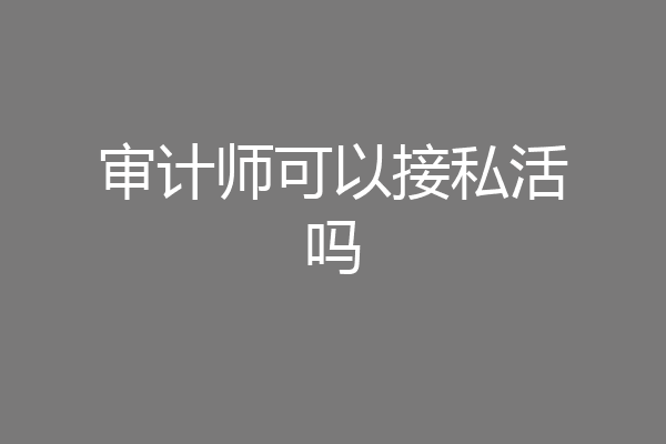 审计师可以接私活吗