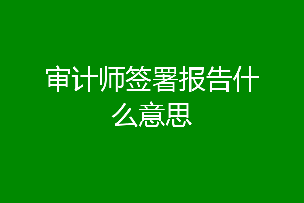 审计师签署报告什么意思