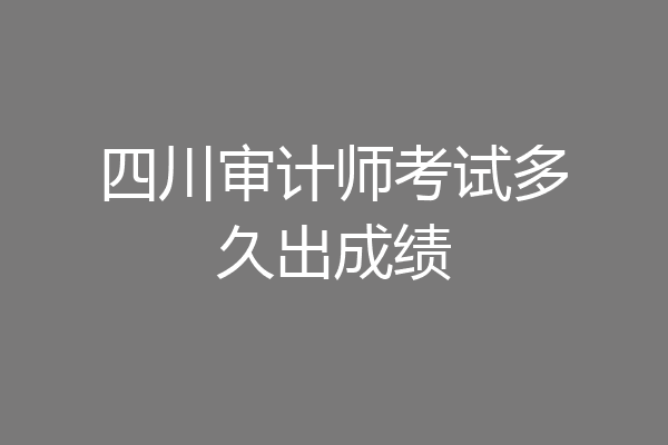 四川审计师考试多久出成绩