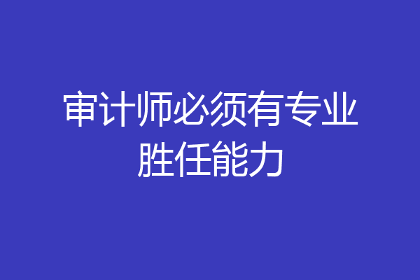审计师必须有专业胜任能力