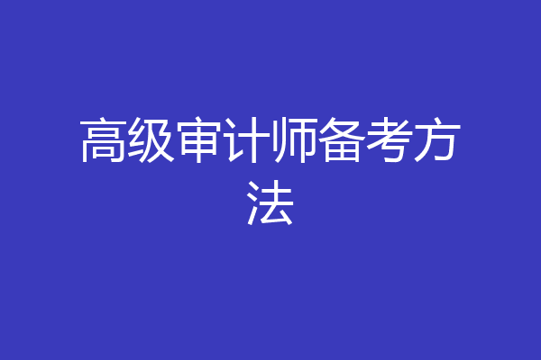 高级审计师备考方法