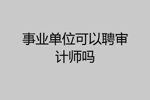 事业单位可以聘审计师吗