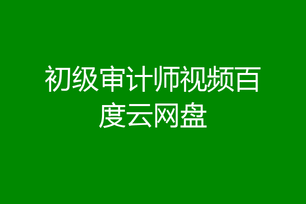 初级审计师视频百度云网盘