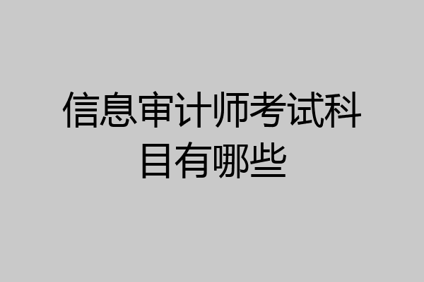 信息审计师考试科目有哪些