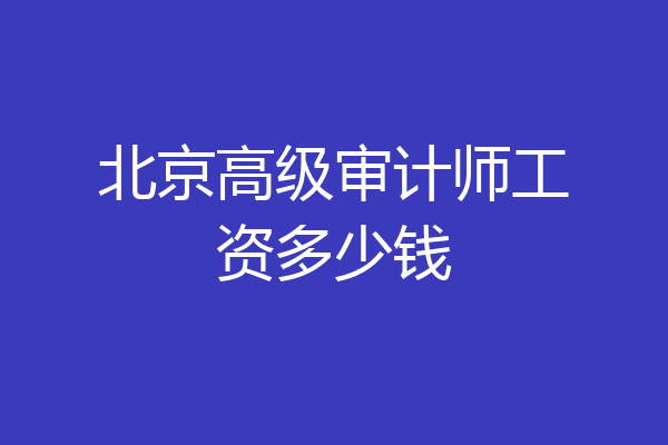 北京高级审计师工资多少钱