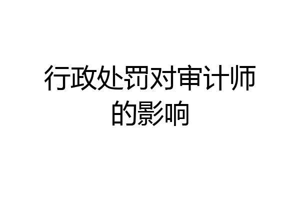 行政处罚对审计师的影响