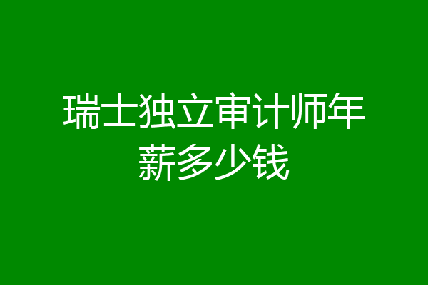瑞士独立审计师年薪多少钱
