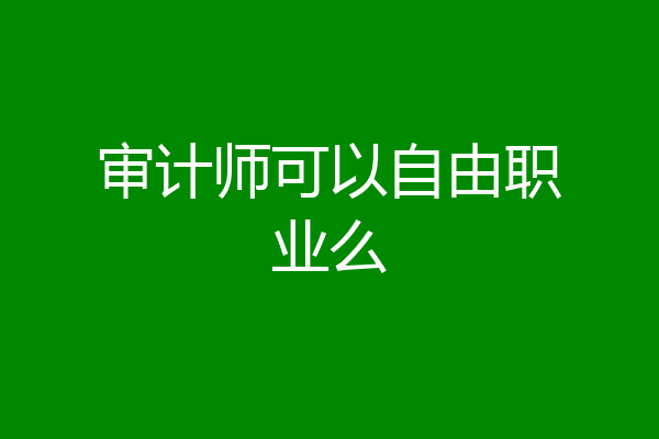 审计师可以自由职业么
