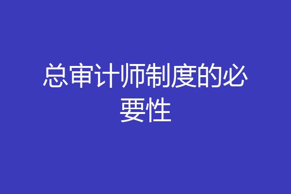 总审计师制度的必要性