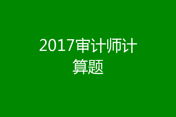 2017审计师计算题