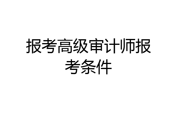 报考高级审计师报考条件