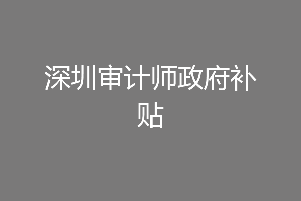 深圳审计师政府补贴