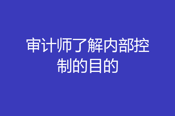 审计师了解内部控制的目的
