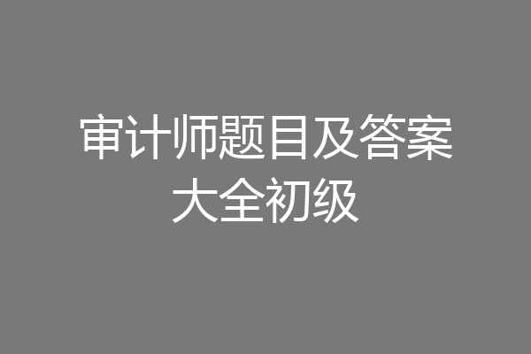 审计师题目及答案大全初级