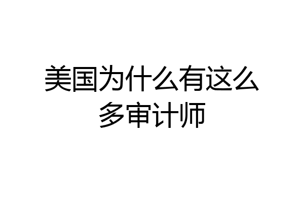 美国为什么有这么多审计师