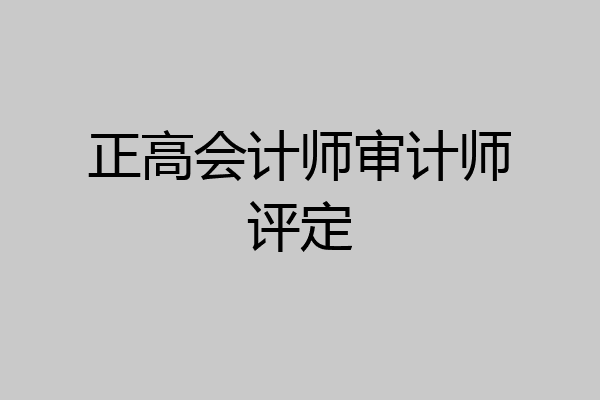 正高会计师审计师评定